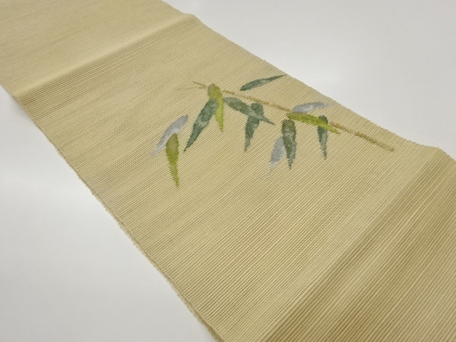  紗 枝に笹模様織出し名古屋帯